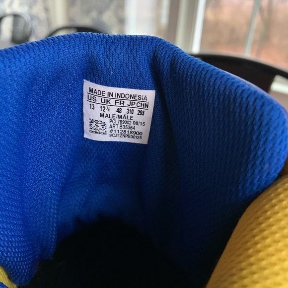 ADIDAS Blue Yellow Trefoil Basketball Shoes 13 - Picture 4 of 7